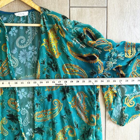 Velvet Burnout Kimono Small Hippie Bohemian Whimsygoth Fairgrunge Ethereal Sheer - Picture 5 of 6